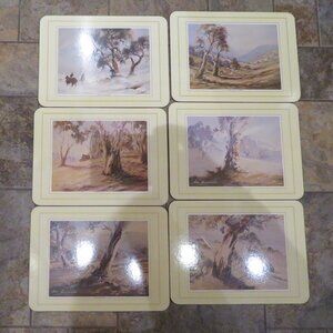 Set 6 Cork Back Tablemats Australian Landscapes Vintage (K714)